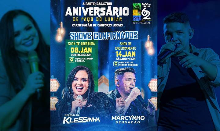 CONFIRMADO! Shows da cantora Klessinha e Marcynho Sensação no aniversário de Paço do Lumiar - MA
