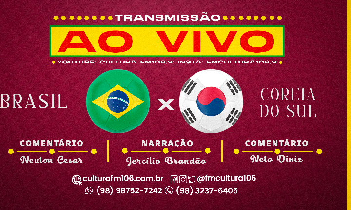 Copa do Mundo: Brasil vs Coreia do Sul, nesta segunda (05), a partir das 16h00