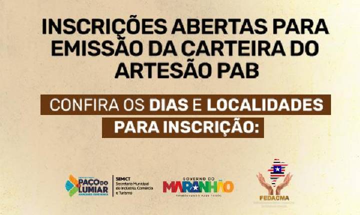 Inscrições Abertas para Emissão da Carteira do Artesão em Paço do Lumiar