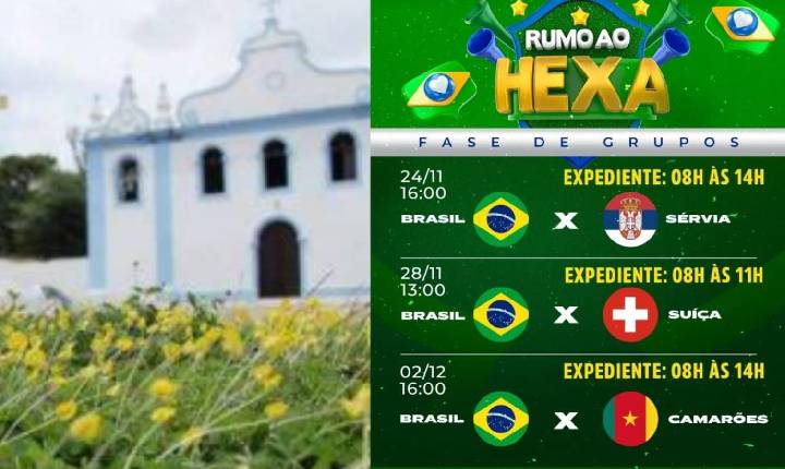 Prefeitura de Paço do Lumiar reduz expediente em dias de jogos do Brasil na Copa do Mundo