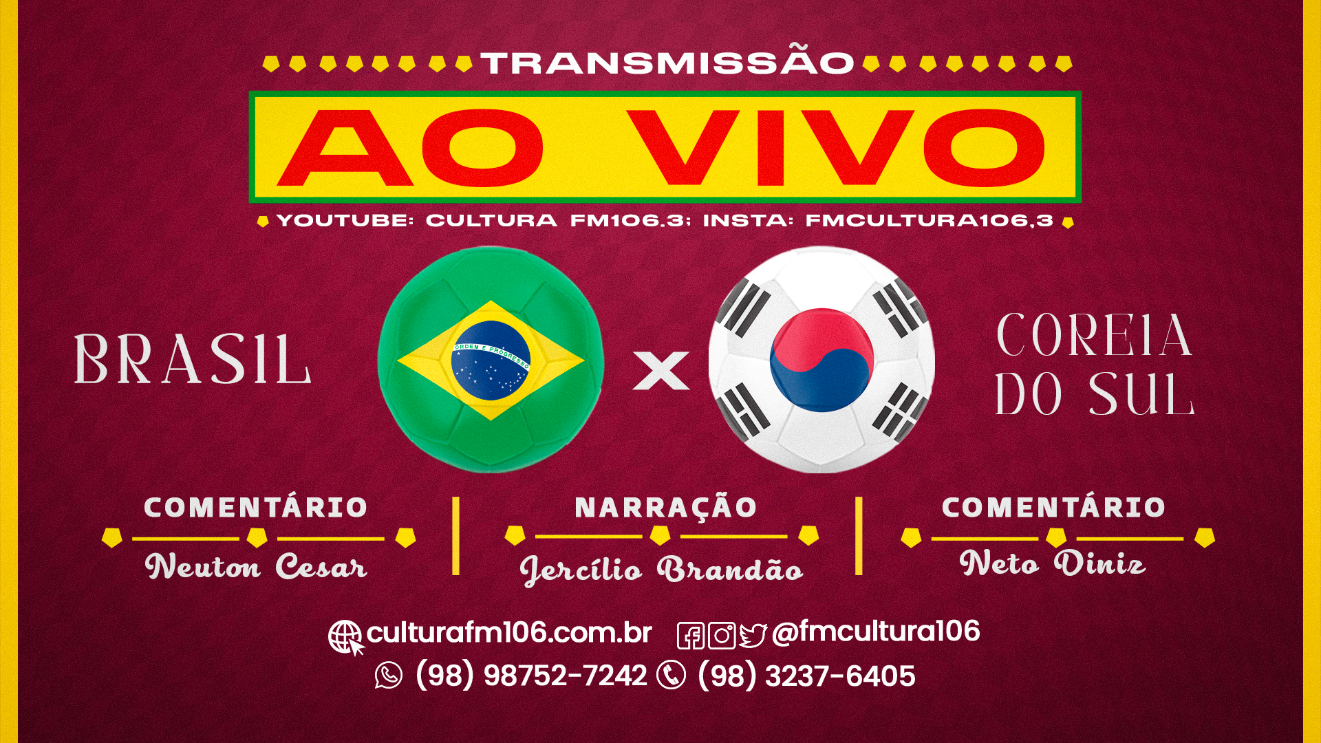 Copa do Mundo: Brasil vs Coreia do Sul, nesta segunda (05), a partir das 16h00