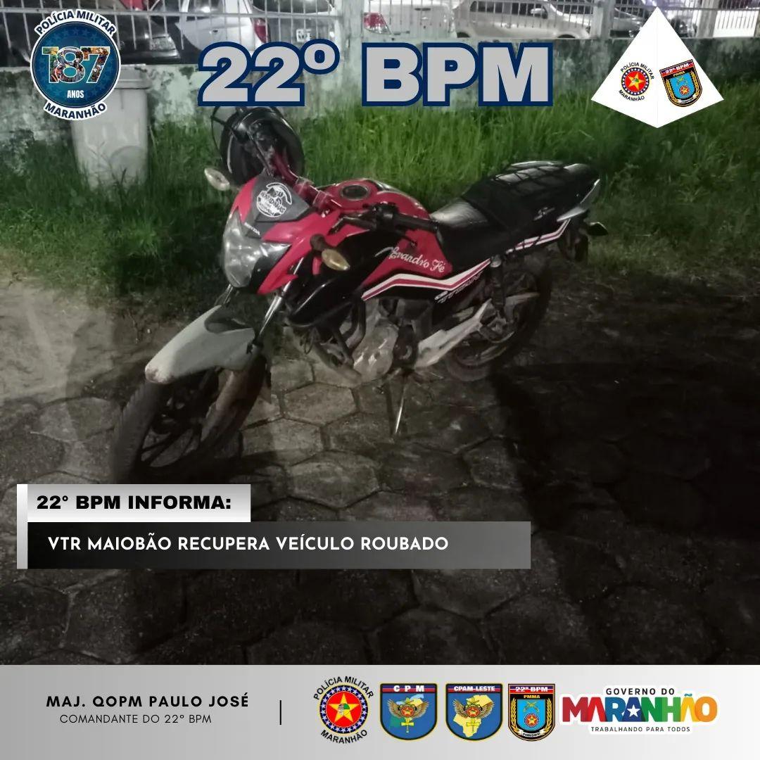 PAÇO DO LUMIAR: Polícia recupera na Vila Cafeteira motocicleta roubada